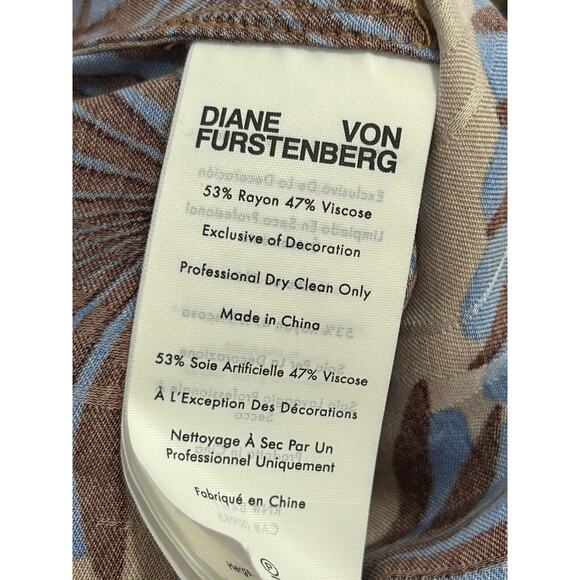DVF Diane von Furstenberg Veronica Trousers Pants Women's 12 Fan Print Wide Leg - Picture 8 of 8